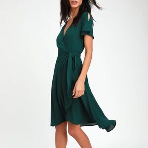 Lulu's Teal Asymmetrical Wrap Dress